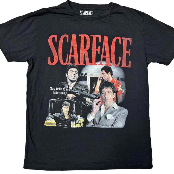 Scarface Movie Tony Montana Collage Graphic Tee Black Mens S - Picture 1 of 9